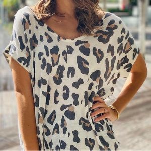 Eden In Love Enti Leopard Print Tunic Blouse Size Medium